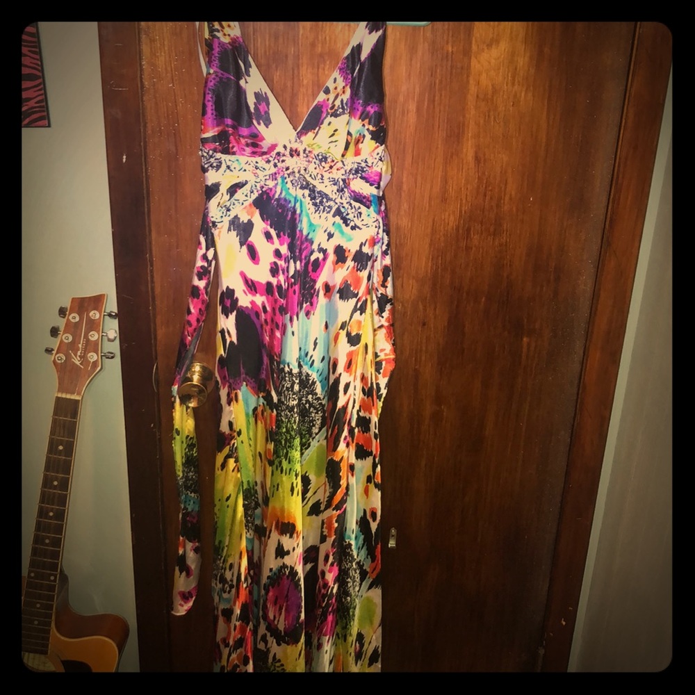 Mermaid form fitting formal over the neck dress